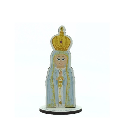 Figura decorativa de Nossa Senhora de Fátima em madeira colorida