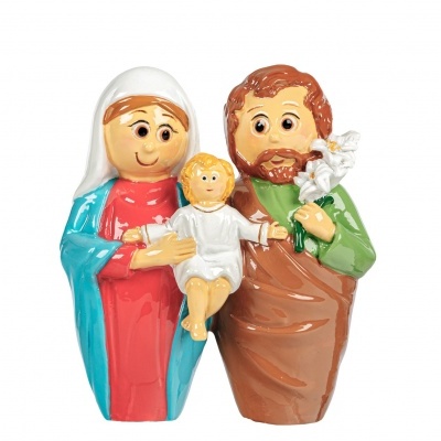 Figuras decorativas resina Sagrada Família colorida