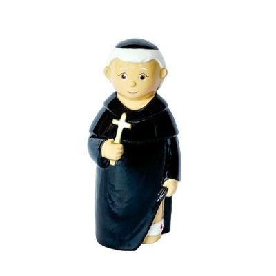 Estatueta de sacerdote com hábito preto e cruz dourada