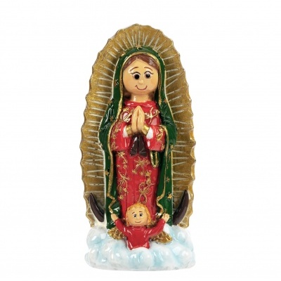 Estatueta decorativa de Nossa Senhora de Guadalupe em cerâmica colorida