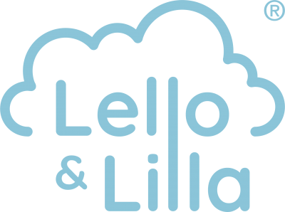 Logótipo azul claro de Lello & Lila com nuvem