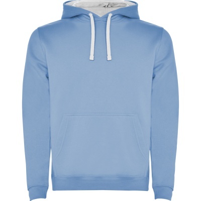 Sweatshirt azul claro com capuz e bolso frontal