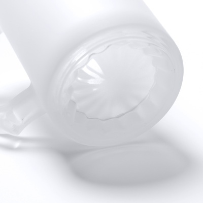 Caneca de vidro opaco branco com textura na base
