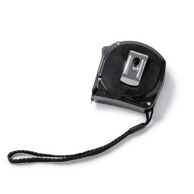 Trena de fita métrica preta com clip metálico