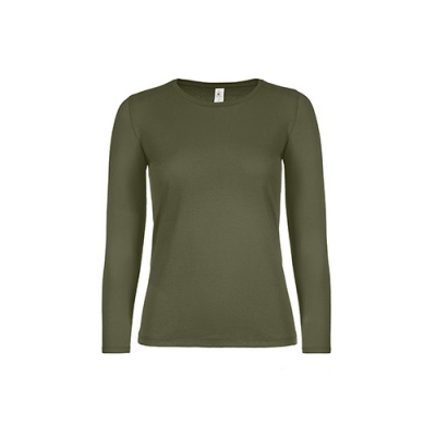 Camisola verde oliva de manga comprida com gola redonda