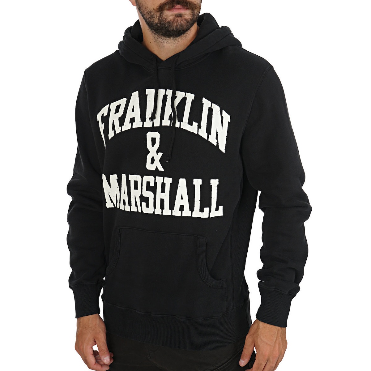 Sweat preta com capuz Franklin & Marshall Sweatshirt preta com capuz e texto branco FRANKLIN & MARSHALL