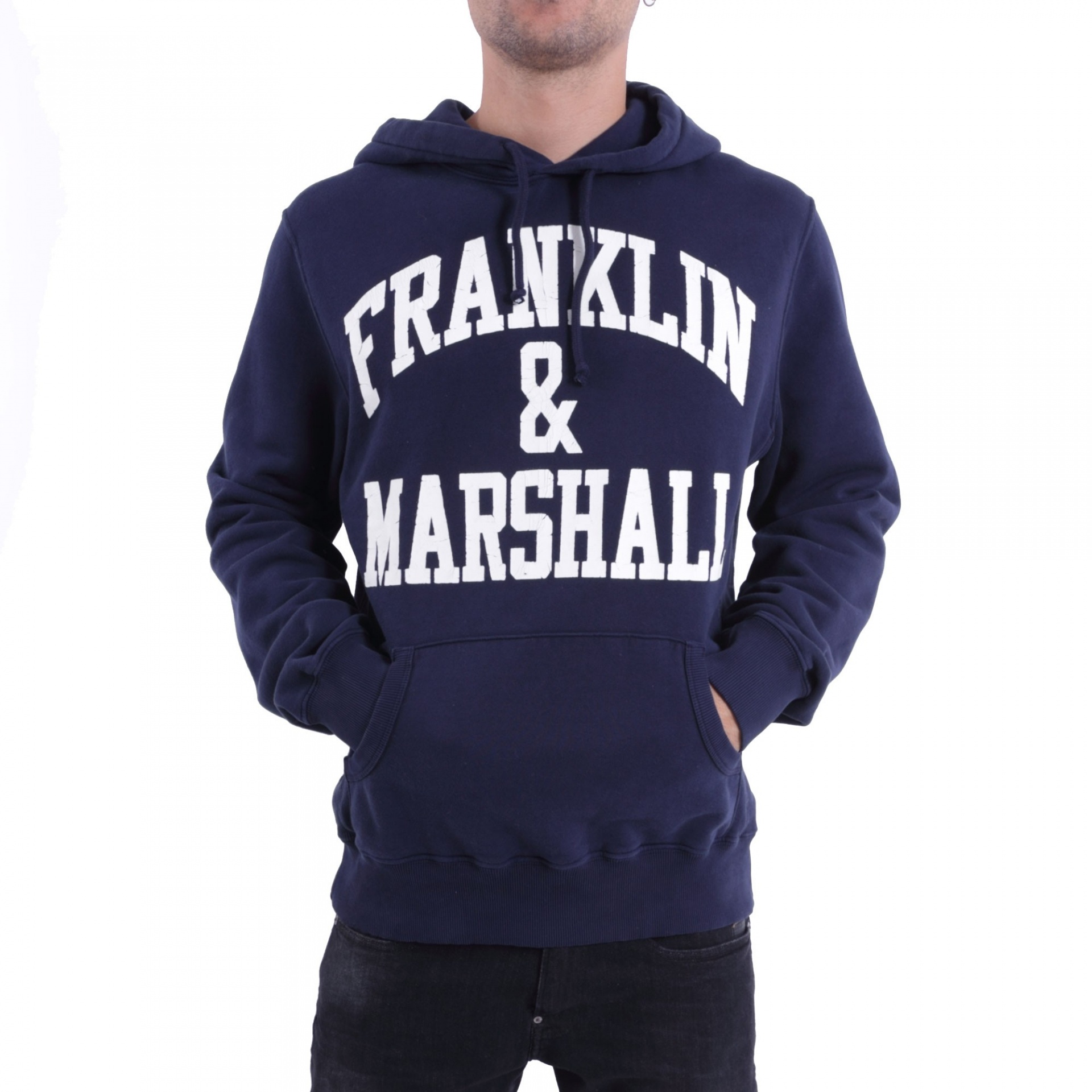 Sweat azul com capuz Franklin & Marshall Sweatshirt azul escuro FRANKLIN & MARSHALL com capuz e bolso frontal