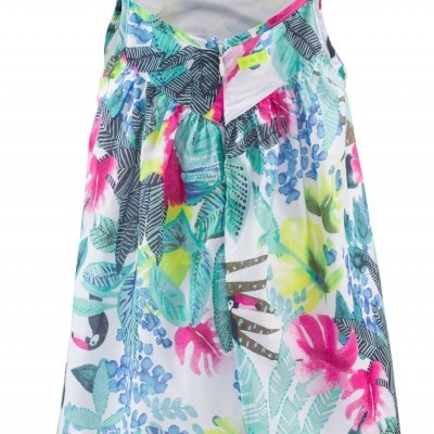 Blusa de alças finas com padrão floral colorido