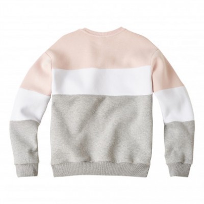 Sweatshirt de manga comprida com blocos de cor rosa, branco e cinza