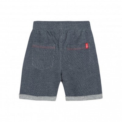 Calções de criança azuis escuros com elástico e bolsos traseiros