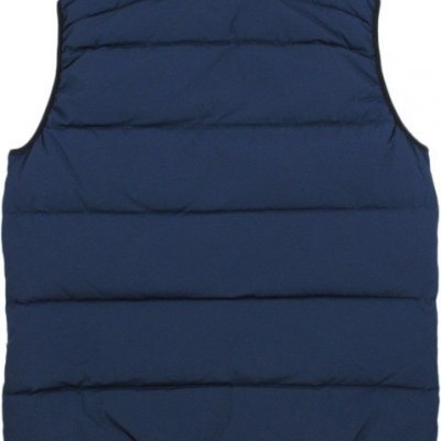 Colete acolchoado azul escuro com costuras horizontais