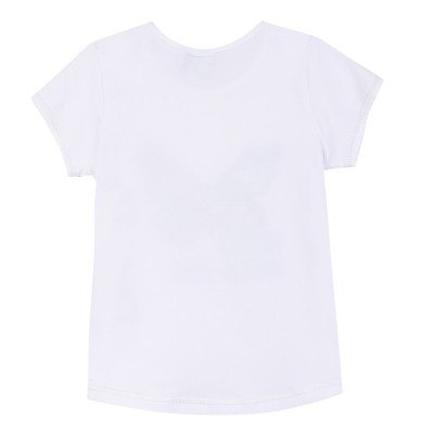 T-shirt branca simples com gola arredondada