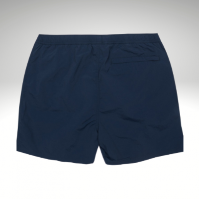 Calções de banho masculinos azuis escuros com bolso traseiro