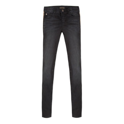 Calças de ganga pretas justas com cinco bolsos