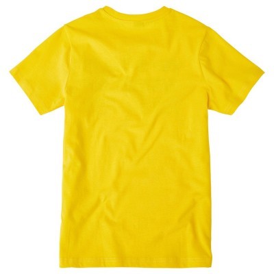 T-shirt amarela lisa de manga curta vista de costas