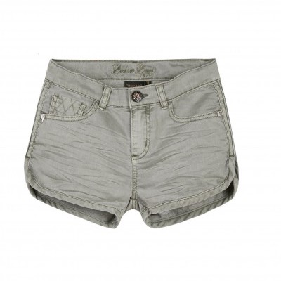 Calções curtos cinzentos claros com bolsos e botão decorativo