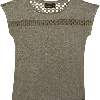 T-shirt cinzenta de mulher com renda
