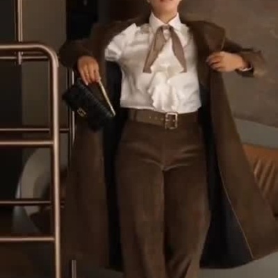 Casaco Comprido Castanho Aveludado Miss You