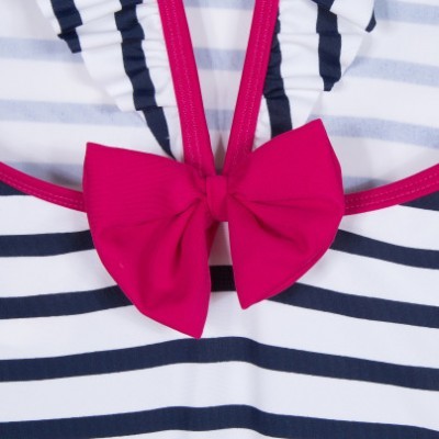 Top ou vestido às riscas com laço rosa