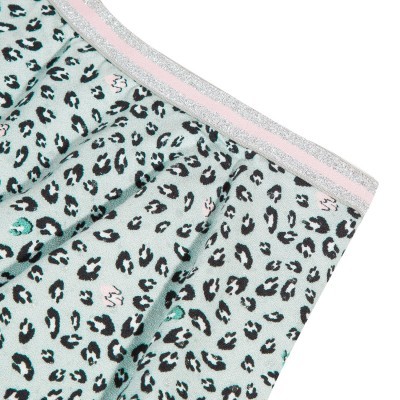 Calça com padrão animal e cós elástico brilhante