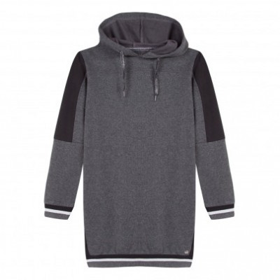 Casaco hoodie feminino cinzento escuro com capuz e mangas compridas