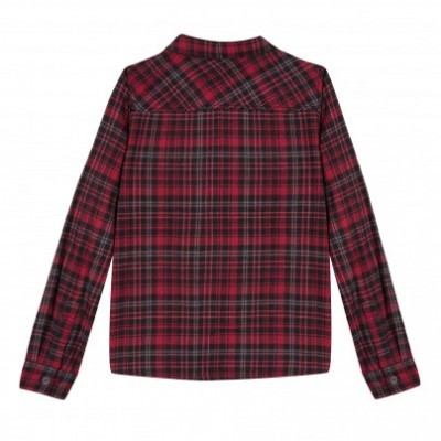 Camisa de manga comprida xadrez vermelho e preto