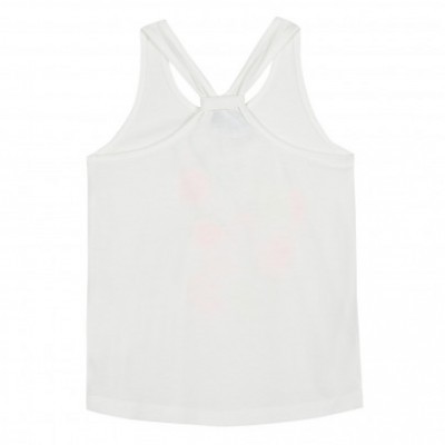 Camisola branca sem mangas para criança com alças largas em V na parte de trás