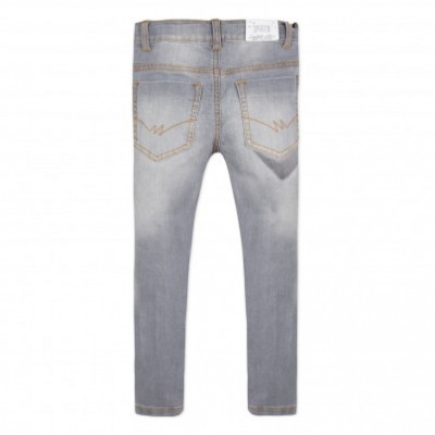 Calças de ganga cinza claro para criança vistas de costas