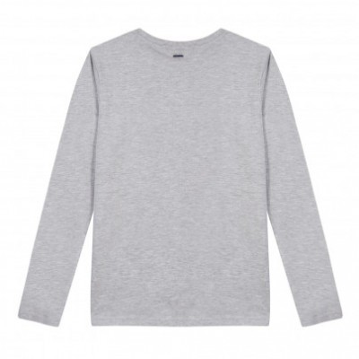 Camisola cinzenta de manga comprida com gola redonda