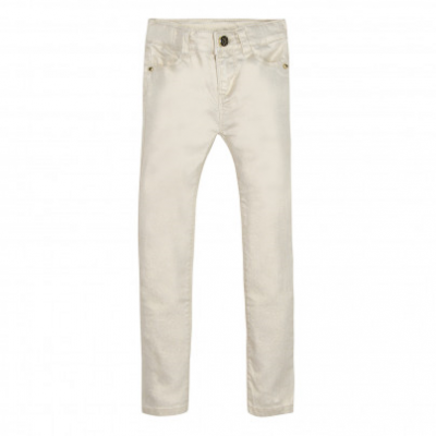 Calças de criança bege claro com bolso e botão