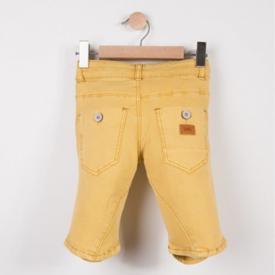 Calças amarelas para bebé com bolsos e botões