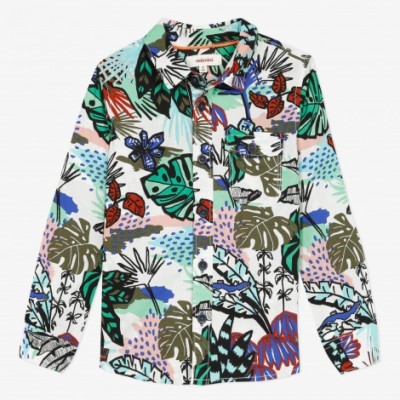 Camisa de criança com padrão tropical colorido