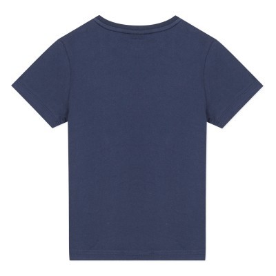 T-shirt azul escuro de manga curta com gola redonda