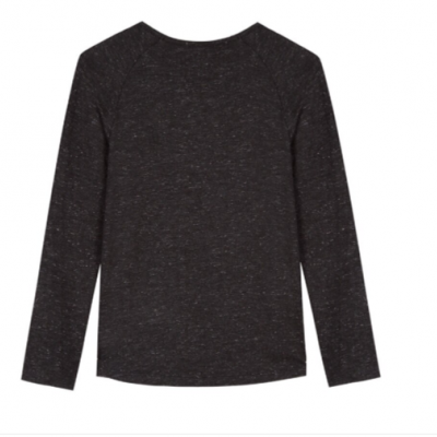 Camisola preta de manga comprida com padrão de pontos brancos