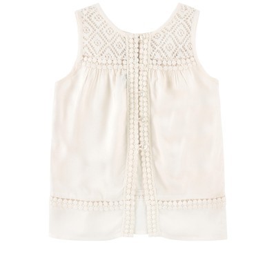 Top feminino branco com detalhes em renda e sem mangas