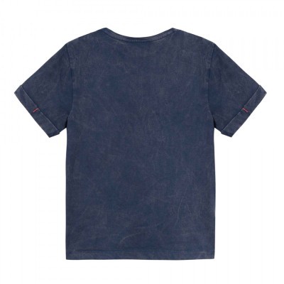 T-shirt azul escuro para criança vista de costas