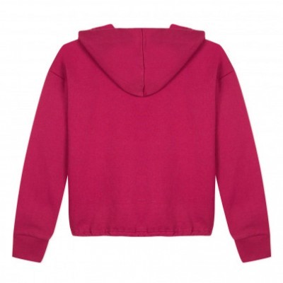 Camisola com capuz cor de rosa vista de costas