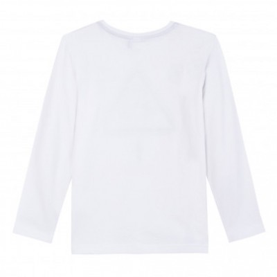 Camisola branca de manga comprida com gola redonda