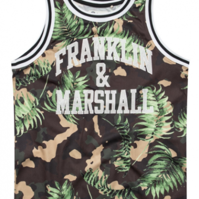 Camisola de alças camuflada com folhas e texto branco Franklin & Marshall