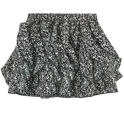 Saia preta com manchas brancas, tecido franzido