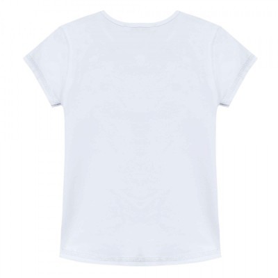 T-shirt branca de manga curta vista de costas