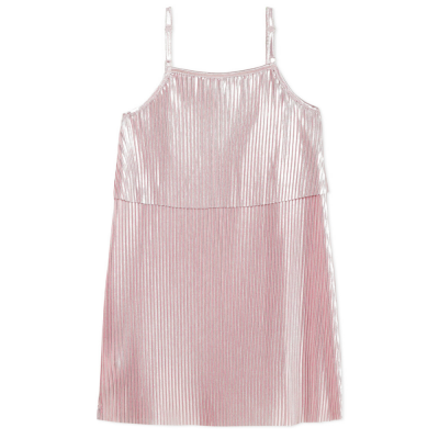 Vestido rosa claro plissado com alças finas