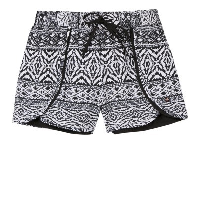 Calções de banho masculinos padrão geométrico preto e branco