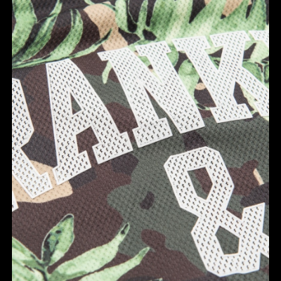 Tecido de malha com padrão camuflado e estampado branco