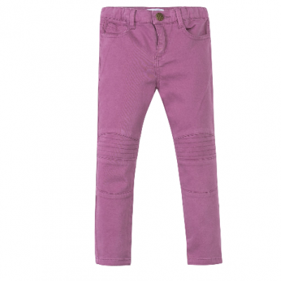 Calças cor-de-rosa para criança com costuras decorativas nas pernas