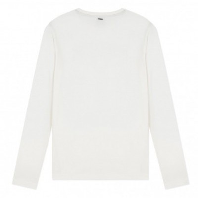 Camisola branca de manga longa com gola redonda