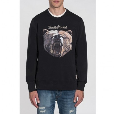 Sweatshirt preta com estampa de urso rugindo e texto Franklin&Marshall