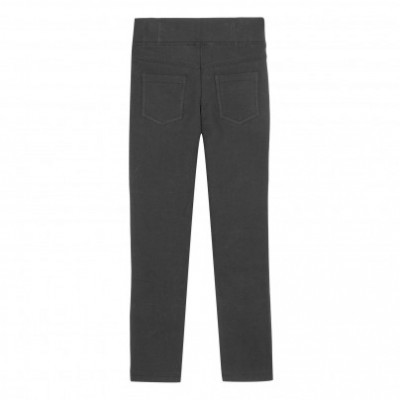 Calças compridas cinzentas com bolsos nas costas sobre fundo branco