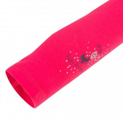 Manga cor-de-rosa com estampa de raposa e texto