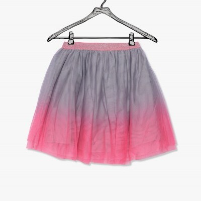 Saia infantil cinza e rosa degradê com cintura elástica glitter